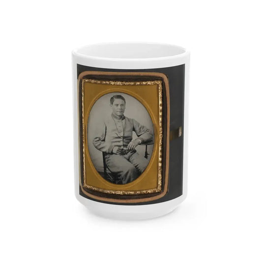 Unidentified Soldier In Confederate Uniform With Lanyard Around His Neck (U.S. Civil War) White Coffee Mug 15oz - Go Mug Yourself