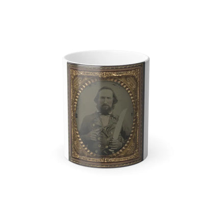 Unidentified Soldier in Confederate Uniform With Large Bowie Knife and Revolver (U.S. Civil War) Color Changing Coffee Mug 11oz-11oz-Go Mug Yourself