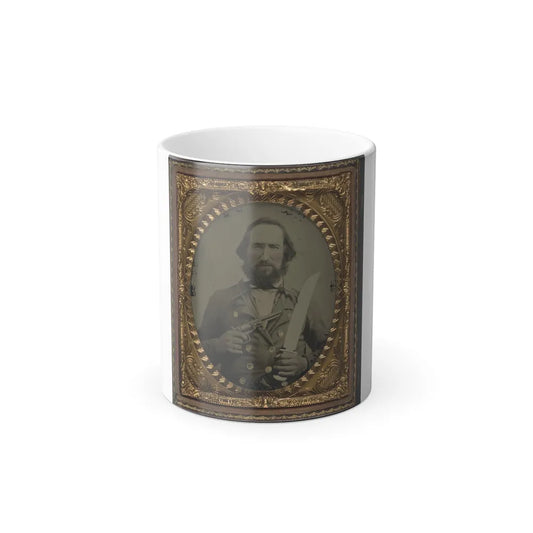 Unidentified Soldier in Confederate Uniform With Large Bowie Knife and Revolver (U.S. Civil War) Color Changing Coffee Mug 11oz-11oz-Go Mug Yourself
