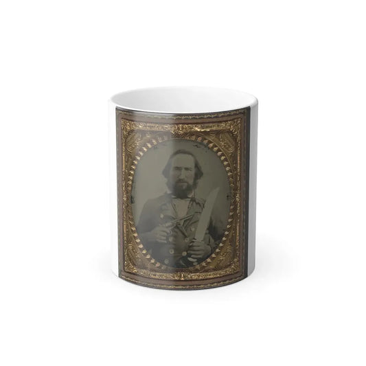 Unidentified Soldier in Confederate Uniform With Large Bowie Knife and Revolver (U.S. Civil War) Color Changing Coffee Mug 11oz Default Title 11oz - Go Mug Yourself