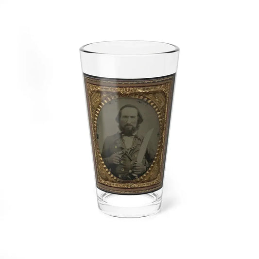 Unidentified Soldier In Confederate Uniform With Large Bowie Knife And Revolver (U.S. Civil War) Pint Glass 16oz 16oz - Go Mug Yourself