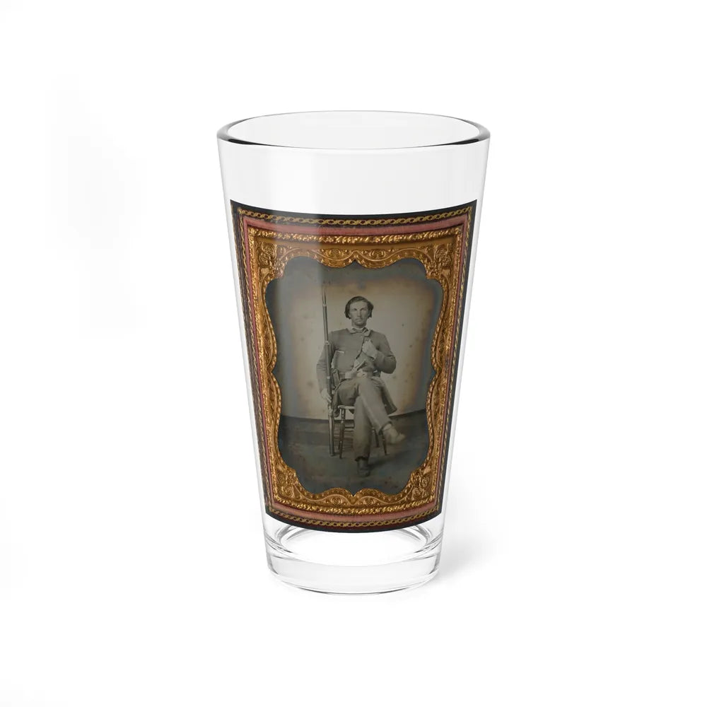 Unidentified Soldier In Confederate Uniform With Musket And Knife (U.S. Civil War) Pint Glass 16oz-16oz-Go Mug Yourself