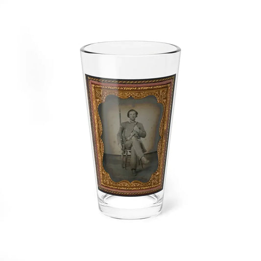 Unidentified Soldier In Confederate Uniform With Musket And Knife (U.S. Civil War) Pint Glass 16oz 16oz - Go Mug Yourself