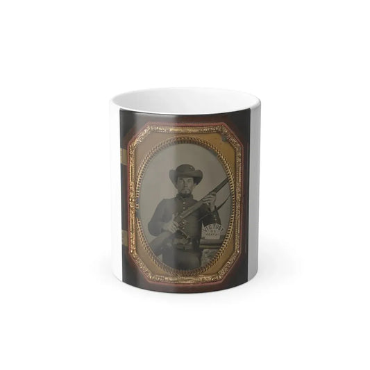 Unidentified Soldier in Confederate Uniform With Musket, Knife, and Sign Reading Victory or Death! Atop Two Books (U.S. Civil War) Color Changing Coffee Mug 11oz Default Title 11oz - Go Mug Yourself