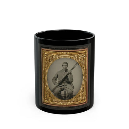 Unidentified Soldier In Confederate Uniform With Musket (U.S. Civil War) Black Coffee Mug-11oz-Go Mug Yourself