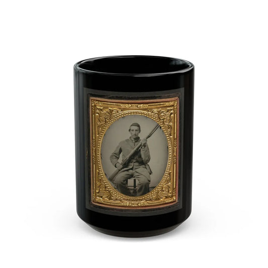 Unidentified Soldier In Confederate Uniform With Musket (U.S. Civil War) Black Coffee Mug-15oz-Go Mug Yourself