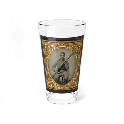 Unidentified Soldier In Confederate Uniform With Musket (U.S. Civil War) Pint Glass 16oz-16oz-Go Mug Yourself