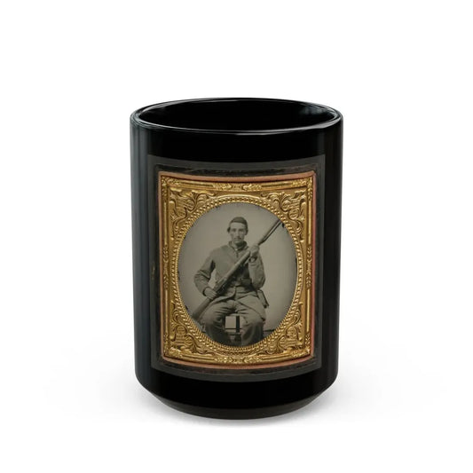 Unidentified Soldier In Confederate Uniform With Musket (U.S. Civil War) Black Coffee Mug 15oz - Go Mug Yourself