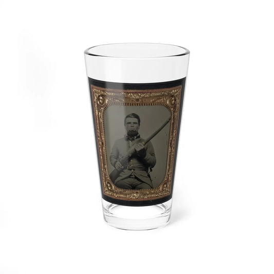 Unidentified Soldier In Confederate Uniform With Musket(2) (U.S. Civil War) Pint Glass 16oz-16oz-Go Mug Yourself