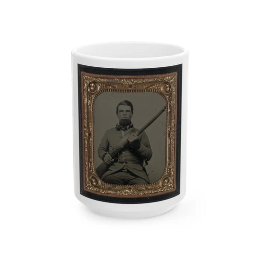 Unidentified Soldier In Confederate Uniform With Musket(2) (U.S. Civil War) White Coffee Mug-15oz-Go Mug Yourself