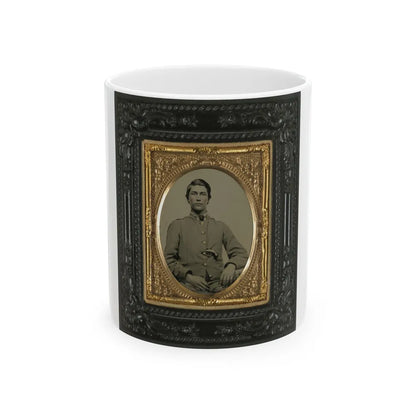 Unidentified Soldier In Confederate Uniform With Percussion Pistol (U.S. Civil War) White Coffee Mug-11oz-Go Mug Yourself