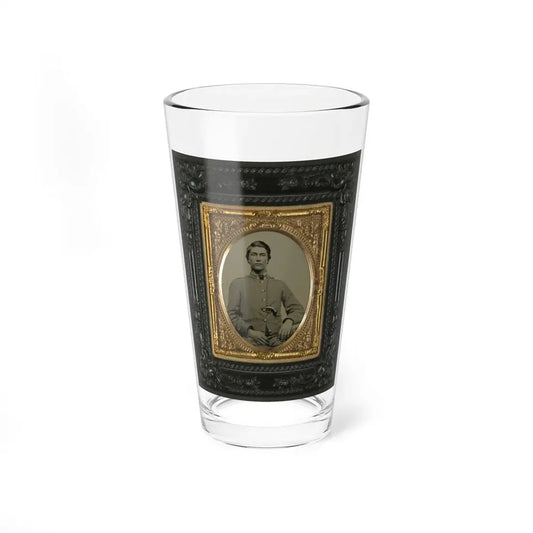 Unidentified Soldier In Confederate Uniform With Percussion Pistol (U.S. Civil War) Pint Glass 16oz 16oz - Go Mug Yourself