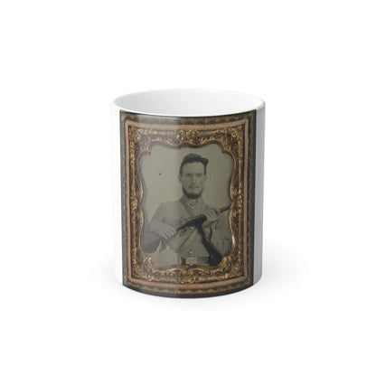 Unidentified Soldier in Confederate Uniform With Percussion Shotgun and Two Canteens (U.S. Civil War) Color Changing Coffee Mug 11oz-11oz-Go Mug Yourself