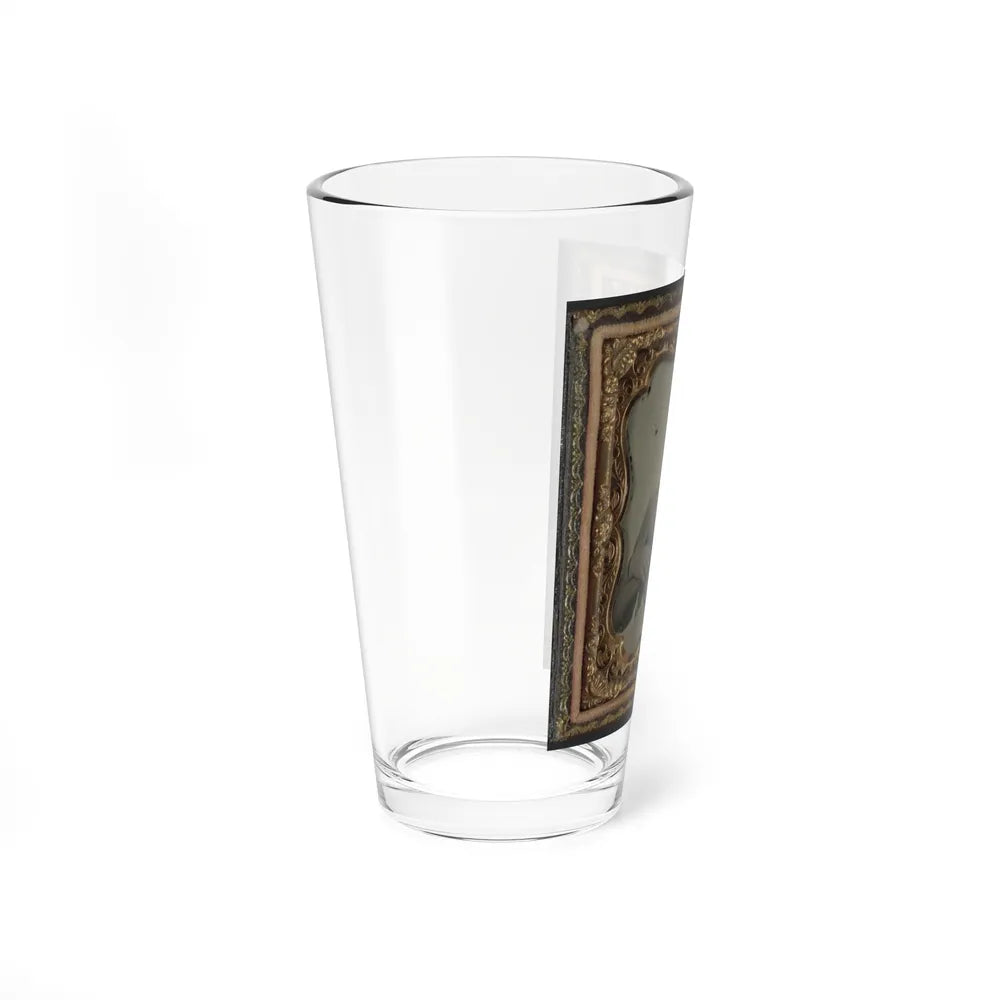 Unidentified Soldier In Confederate Uniform With Percussion Shotgun And Two Canteens (U.S. Civil War) Pint Glass 16oz-Go Mug Yourself