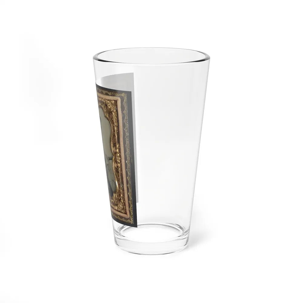 Unidentified Soldier In Confederate Uniform With Percussion Shotgun And Two Canteens (U.S. Civil War) Pint Glass 16oz-Go Mug Yourself