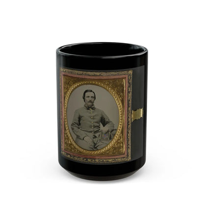 Unidentified Soldier In Confederate Uniform With Photograph Case (U.S. Civil War) Black Coffee Mug-15oz-Go Mug Yourself