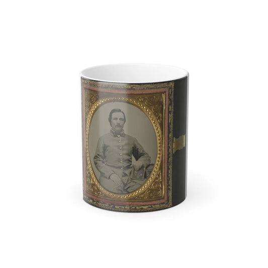 Unidentified Soldier in Confederate Uniform With Photograph Case (U.S. Civil War) Color Changing Coffee Mug 11oz-11oz-Go Mug Yourself
