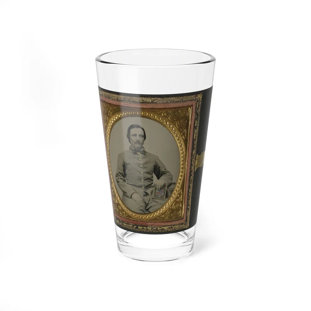 Unidentified Soldier In Confederate Uniform With Photograph Case (U.S. Civil War) Pint Glass 16oz-16oz-Go Mug Yourself