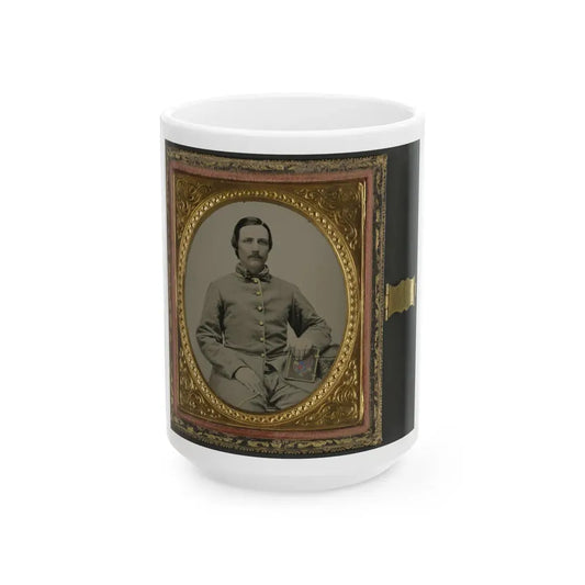 Unidentified Soldier In Confederate Uniform With Photograph Case (U.S. Civil War) White Coffee Mug 15oz - Go Mug Yourself