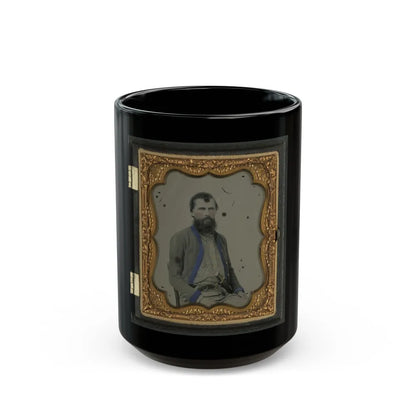 Unidentified Soldier In Confederate Uniform With Pistol And Bowie Knife (U.S. Civil War) Black Coffee Mug-15oz-Go Mug Yourself