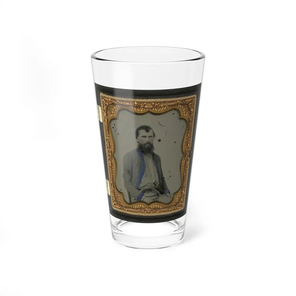 Unidentified Soldier In Confederate Uniform With Pistol And Bowie Knife (U.S. Civil War) Pint Glass 16oz-16oz-Go Mug Yourself