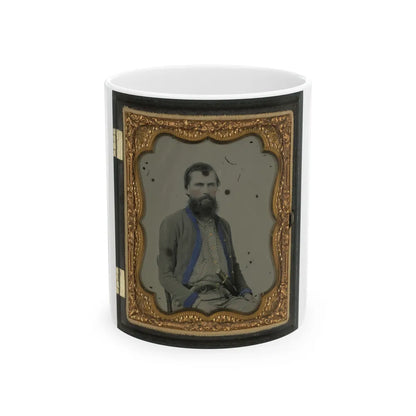 Unidentified Soldier In Confederate Uniform With Pistol And Bowie Knife (U.S. Civil War) White Coffee Mug-11oz-Go Mug Yourself