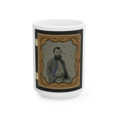 Unidentified Soldier In Confederate Uniform With Pistol And Bowie Knife (U.S. Civil War) White Coffee Mug-15oz-Go Mug Yourself