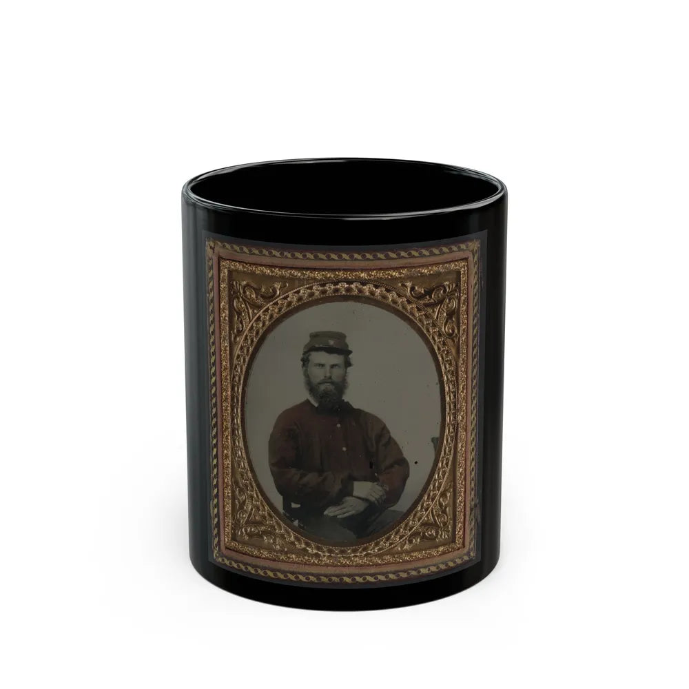 Unidentified Soldier In Confederate Uniform With Red Shirt And Kepi (U.S. Civil War) Black Coffee Mug-11oz-Go Mug Yourself