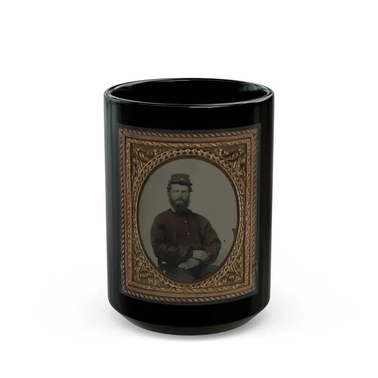 Unidentified Soldier In Confederate Uniform With Red Shirt And Kepi (U.S. Civil War) Black Coffee Mug 15oz - Go Mug Yourself