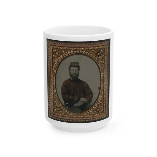 Unidentified Soldier In Confederate Uniform With Red Shirt And Kepi (U.S. Civil War) White Coffee Mug 15oz - Go Mug Yourself