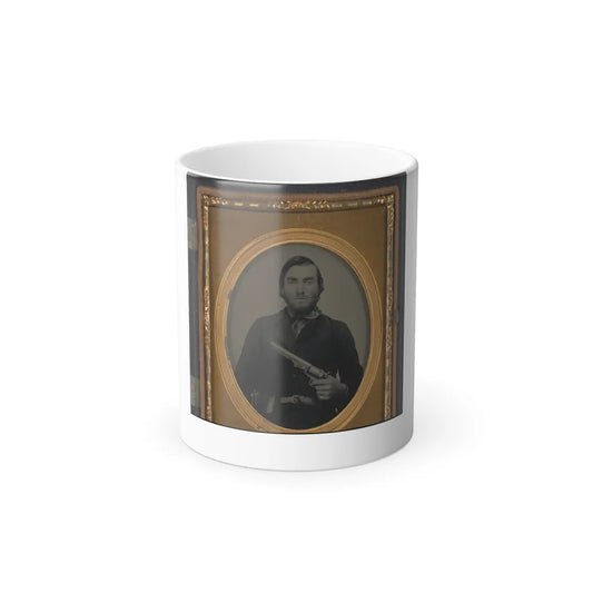 Unidentified Soldier in Confederate Uniform With Revolver (U.S. Civil War) Color Changing Coffee Mug 11oz-11oz-Go Mug Yourself