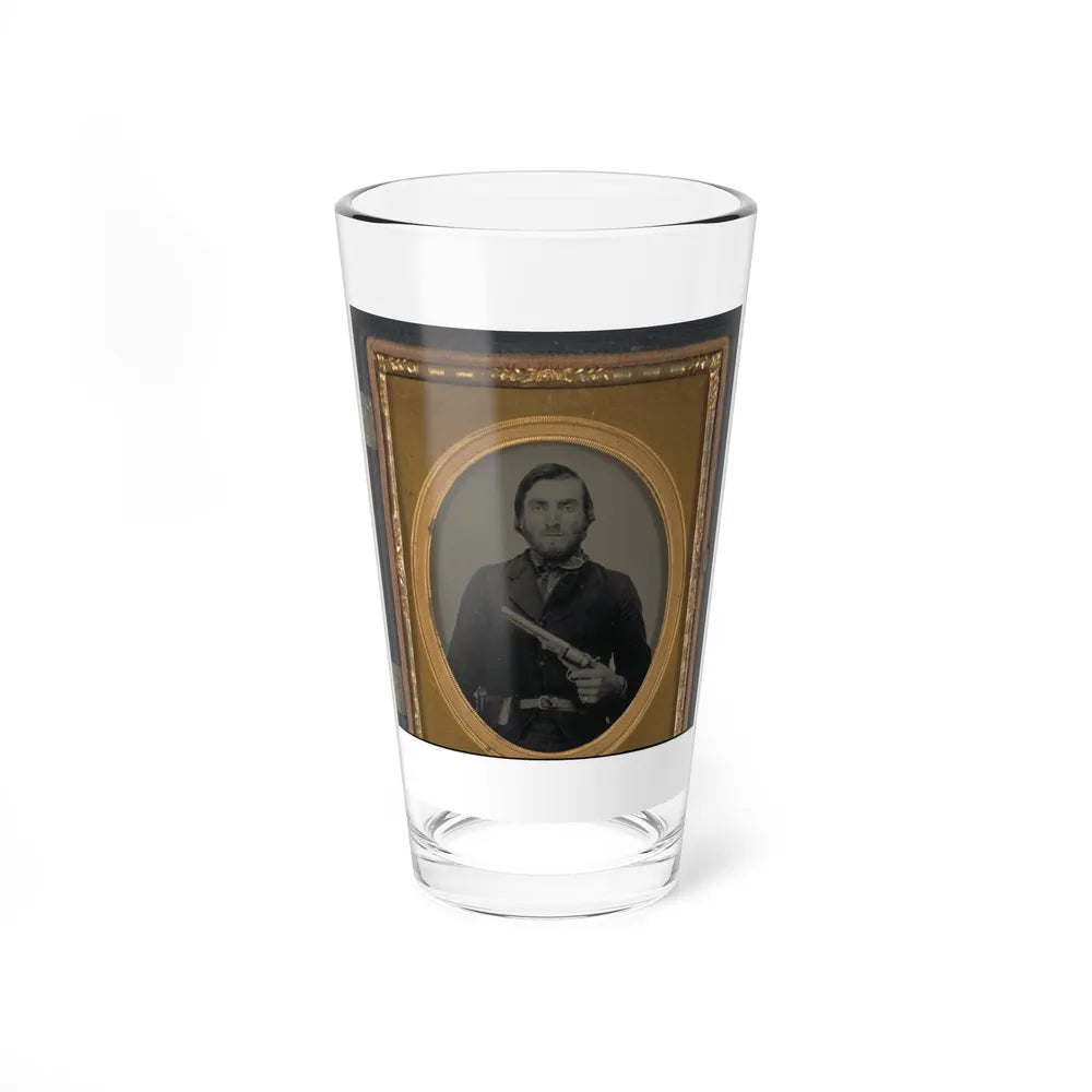 Unidentified Soldier In Confederate Uniform With Revolver (U.S. Civil War) Pint Glass 16oz-16oz-Go Mug Yourself