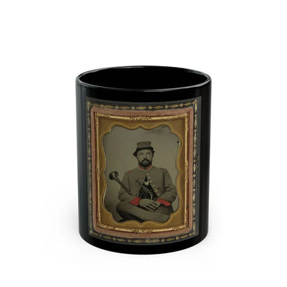 Unidentified Soldier In Confederate Uniform With Saxhorn (U.S. Civil War) Black Coffee Mug-11oz-Go Mug Yourself