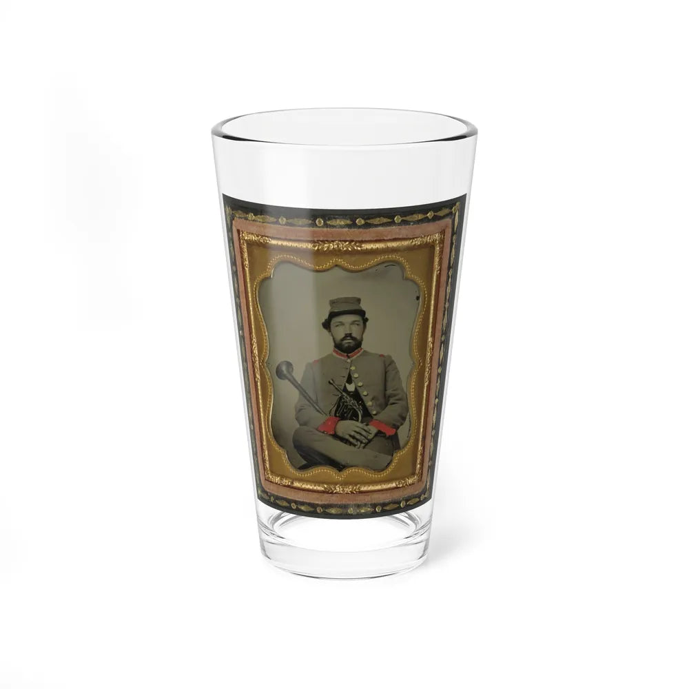 Unidentified Soldier In Confederate Uniform With Saxhorn (U.S. Civil War) Pint Glass 16oz-16oz-Go Mug Yourself