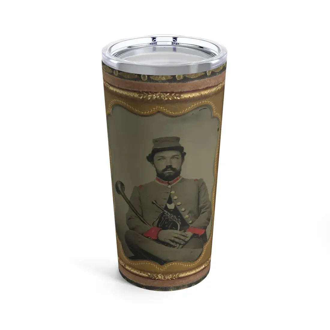 Unidentified Soldier In Confederate Uniform With Saxhorn (U.S. Civil War) Tumbler 20oz 20oz - Go Mug Yourself