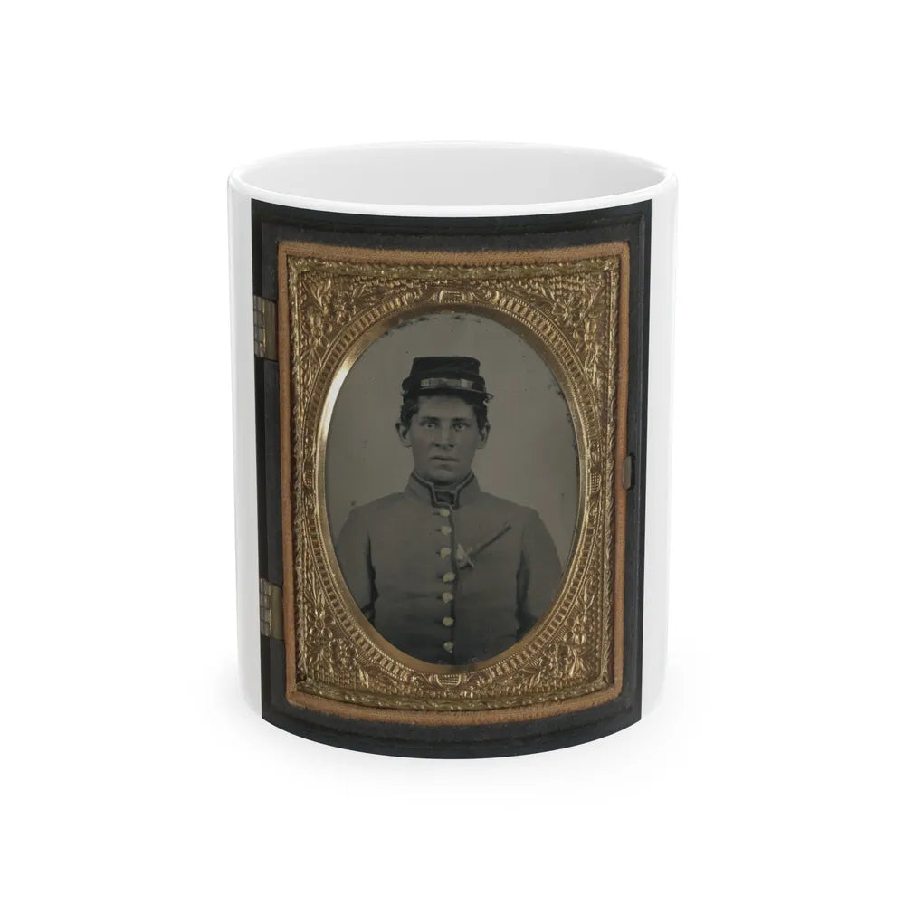 Unidentified Soldier In Confederate Uniform With Side Knife In Blouse (U.S. Civil War) White Coffee Mug-11oz-Go Mug Yourself