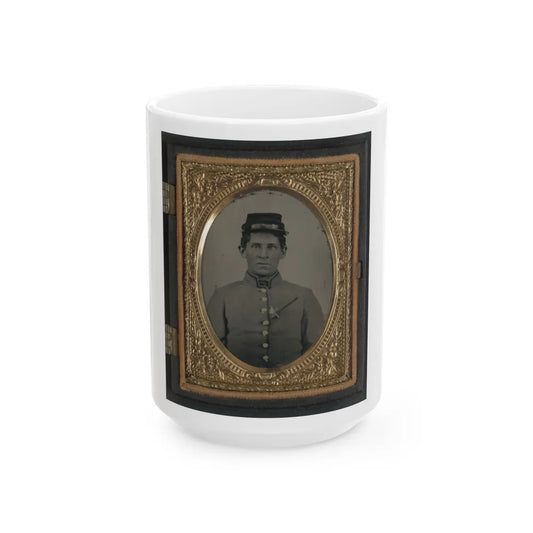 Unidentified Soldier In Confederate Uniform With Side Knife In Blouse (U.S. Civil War) White Coffee Mug-15oz-Go Mug Yourself