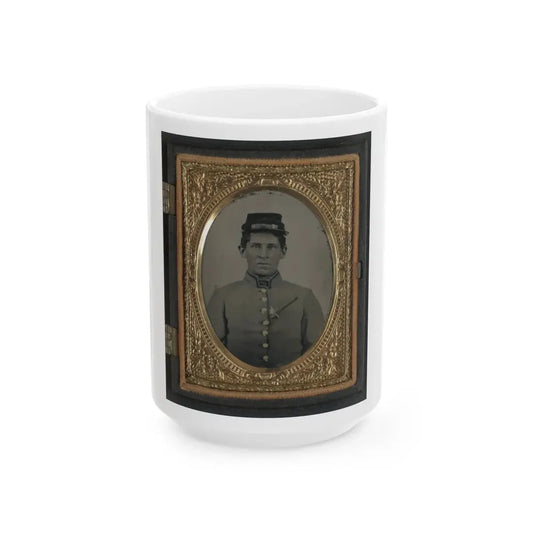 Unidentified Soldier In Confederate Uniform With Side Knife In Blouse (U.S. Civil War) White Coffee Mug 15oz - Go Mug Yourself