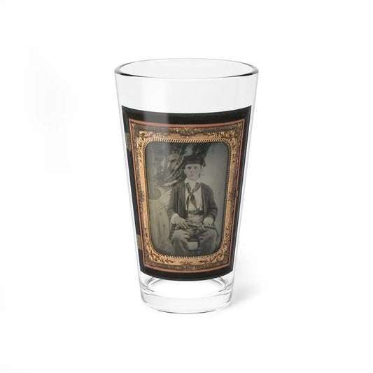 Unidentified Soldier In Confederate Uniform With Single Shot Percussion Pistol (U.S. Civil War) Pint Glass 16oz-16oz-Go Mug Yourself