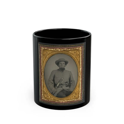 Unidentified Soldier In Confederate Uniform With Sword And Two Guns (U.S. Civil War) Black Coffee Mug-11oz-Go Mug Yourself