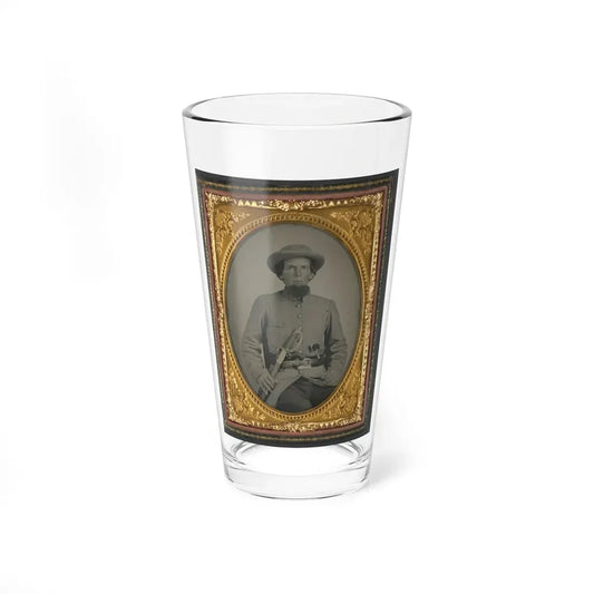 Unidentified Soldier In Confederate Uniform With Sword And Two Guns (U.S. Civil War) Pint Glass 16oz 16oz - Go Mug Yourself