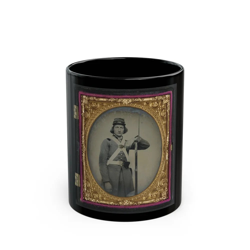 Unidentified Soldier In Confederate Virginia Volunteer Uniform With Bayoneted Musket (U.S. Civil War) Black Coffee Mug-11oz-Go Mug Yourself