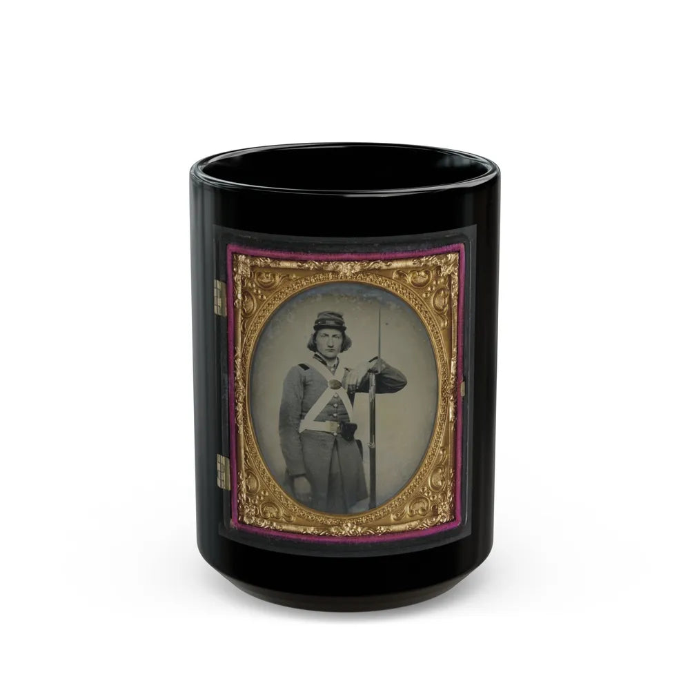 Unidentified Soldier In Confederate Virginia Volunteer Uniform With Bayoneted Musket (U.S. Civil War) Black Coffee Mug-15oz-Go Mug Yourself