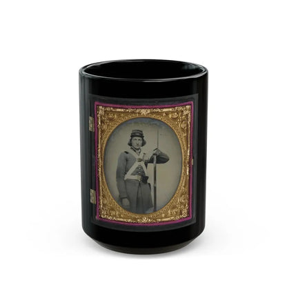 Unidentified Soldier In Confederate Virginia Volunteer Uniform With Bayoneted Musket (U.S. Civil War) Black Coffee Mug 15oz - Go Mug Yourself