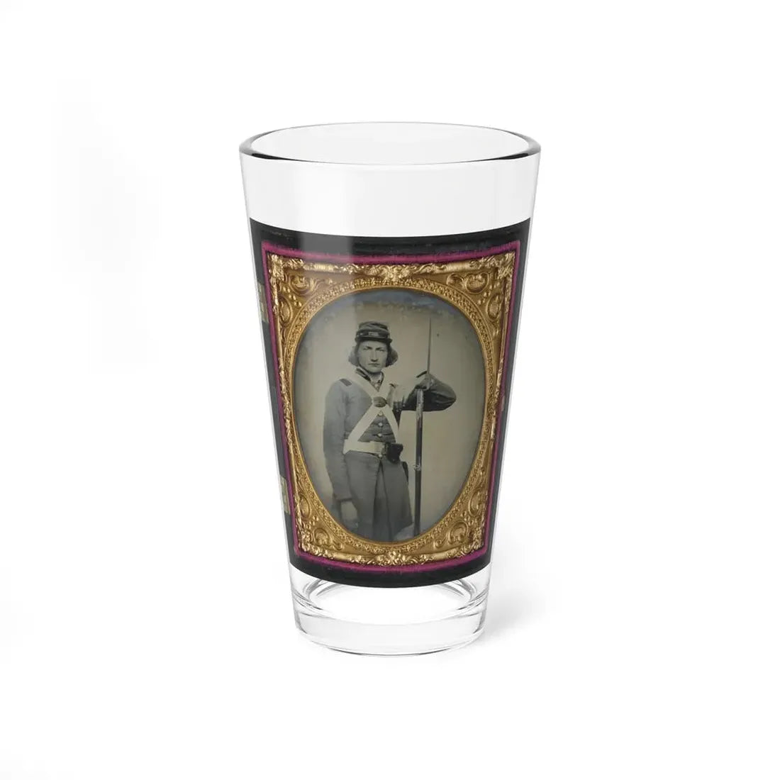 Unidentified Soldier In Confederate Virginia Volunteer Uniform With Bayoneted Musket (U.S. Civil War) Pint Glass 16oz 16oz - Go Mug Yourself