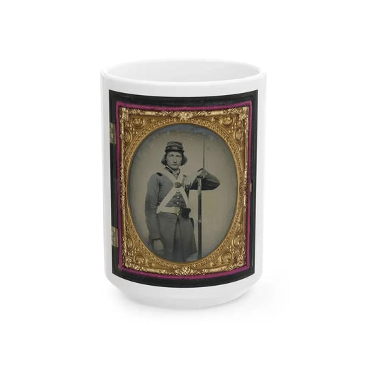 Unidentified Soldier In Confederate Virginia Volunteer Uniform With Bayoneted Musket (U.S. Civil War) White Coffee Mug 15oz - Go Mug Yourself