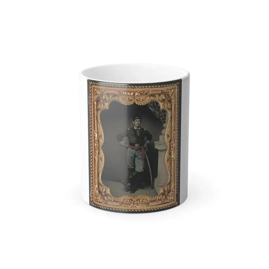 Unidentified Soldier in First Lieutenant's Uniform, Red Sash, Leather Gauntlets, and Spurs With Cavalry Sword (U.S. Civil War) Color Changing Coffee Mug 11oz Default Title 11oz - Go Mug Yourself