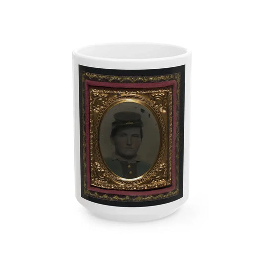Unidentified Soldier In Forage Cap (U.S. Civil War) White Coffee Mug 15oz - Go Mug Yourself