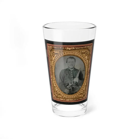 Unidentified Soldier In Georgia Confederate Uniform And Double Roller Belt With Bowie Knife (U.S. Civil War) Pint Glass 16oz 16oz - Go Mug Yourself