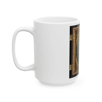Unidentified Soldier In Infantry Sergeant Uniform With Holster And Musket In Front Of Tent (U.S. Civil War) White Coffee Mug - Go Mug Yourself